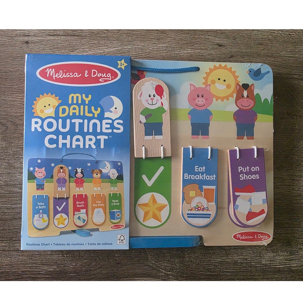 Melissa & Doug My Daily Routines Chart Wooden Kids Habit Tracker